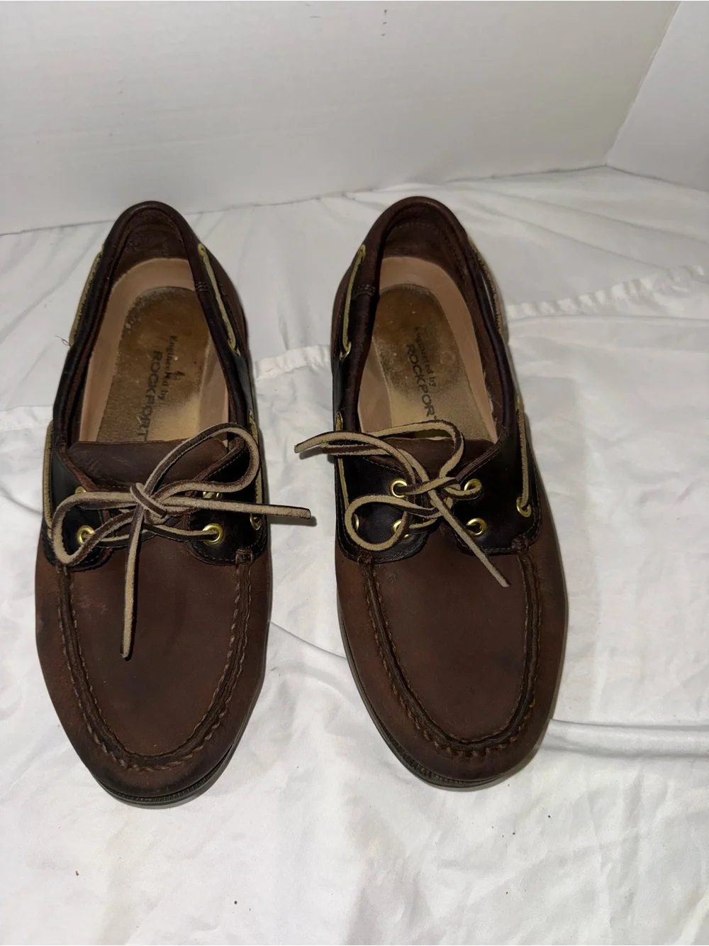Men's Rockport Brown Leather Boat Shoes
